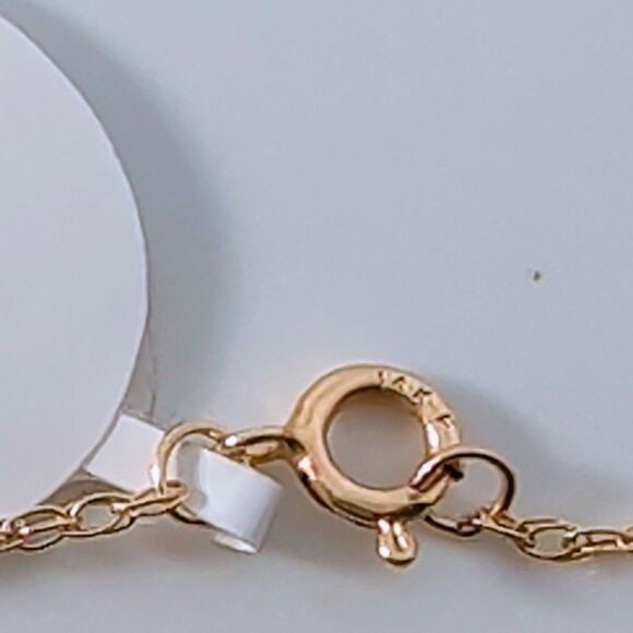 14K Gold Textured Square Puffed Pendant Necklace With Delicate Chain - Picture 6 of 7